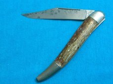 VINTAGE FANCY HANDLE HAMMER BRAND USA BROWN FOLDING POCKET TOOTHPICK TICKLER FISH KNIFE KNIVES OLD
