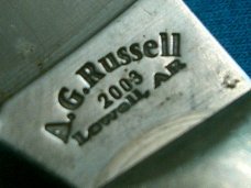 A.G. AG RUSSELL 2003 USA ACORN JIGGED BONE LOCKBACK BAREHEAD FOLDING JACK POCKET KNIFE KNIVES OLD
