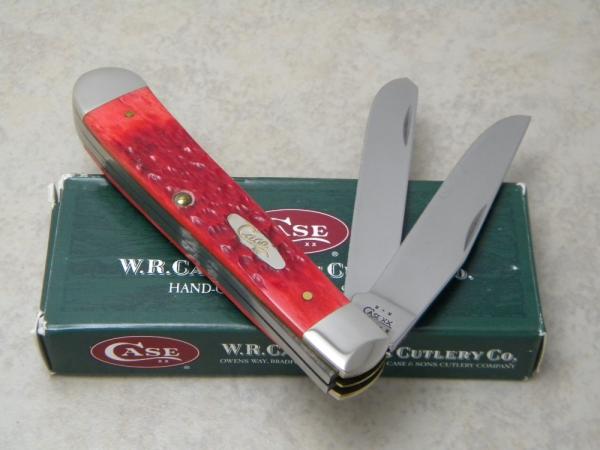 Case XX USA 2002 Dark Red Bone 6254 SS Trapper Knife in Box