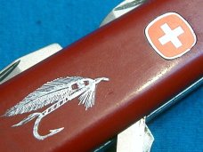 DISCONTINUED WENGER SWISS ARMY FLY FISHERMAN 16945 84MM FOLDING POCKET CAMP KNIFE VICTORINOX KNIVES