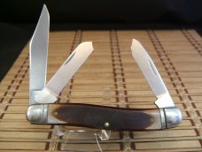 SCHRADE OLD TIMER 858 LUMBERJACK U.S.A. OLDER HIGH CARBON STEEL LARGE FOLDING POCKET KNIFE & SHEATH