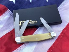 J A Henckels Stockman Pocket Knife w/ Buffalo Horn Handles +Pouch, COA & Hard Box -NOS