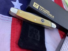 J A Henckels Stockman Pocket Knife w/ Buffalo Horn Handles +Pouch, COA & Hard Box -NOS
