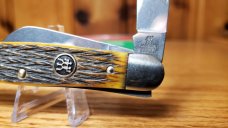 JA Henckels Jigged Bone Stockman Near Mint W/Box SS Blades. Not used, carried or re-sharpened. NICE!