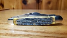 JA Henckels Jigged Bone Stockman Near Mint W/Box SS Blades. Not used, carried or re-sharpened. NICE!
