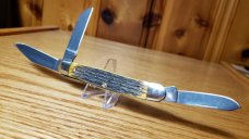 JA Henckels Jigged Bone Stockman Near Mint W/Box SS Blades. Not used, carried or re-sharpened. NICE!