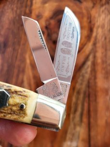 Bulldog Brand Made in Solingen, Germany Double Dogs Head Congress, Very Nice Stag