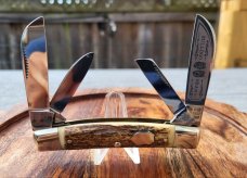 Bulldog Brand Made in Solingen, Germany Double Dogs Head Congress, Very Nice Stag