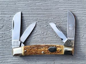 Bulldog Brand Made in Solingen, Germany Double Dogs Head Congress, Very Nice Stag
