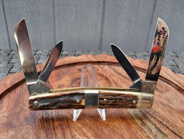 Rare Fight'n Rooster Congress Knife, Frank Buster Stag Cigar Band, Solingen Germany Rare Fight'n Rooster Congress Knife, Frank Buster Stag Cigar Band, Solingen Germany