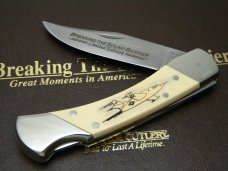 Schrade + USA LTD Breaking The Sound Barrier Scrimshaw Lockback Knife & Pouch in Box