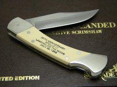 Schrade + USA LTD The Eagle Has Landed Scrimshaw Lockback Knife & Pouch in Box