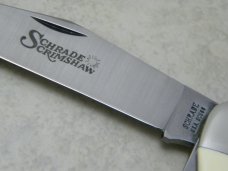 Schrade USA SC508 Bison Scrimshaw Folding Hunter Knife & Pouch in Box c.1982