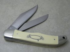Schrade USA SC508 Turkeys Scrimshaw Folding Hunter Knife & Pouch in Box c.1980
