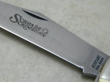 Schrade USA SC508 Turkeys Scrimshaw Folding Hunter Knife & Pouch in Box c.1980