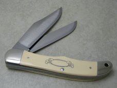 Schrade USA SC508 Bear Hunter Scrimshaw Folding Hunter Knife & Pouch in Box c.1979
