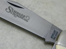 Schrade USA SC508 Bear Hunter Scrimshaw Folding Hunter Knife & Pouch in Box c.1979