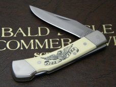 Schrade + USA LB5 Bald Eagle Commemorative Scrimshaw Lockback Knife & Pouch in Box