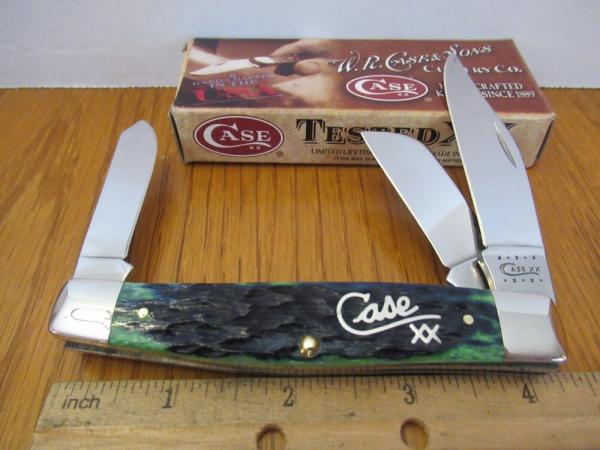 Case XX 2010 Hunter Green Bone Silver Script Large Stockman Pattern # 6375 SS