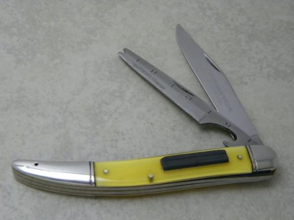 Schrade Walden NY USA Yellow Fisherman's Special Stainless Steel Toothpick Fish Knife c.1946-1973
