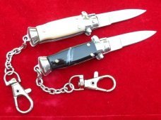  3-3/4" Italian wasp body Stiletto keychain knife set Ivory &Horn II