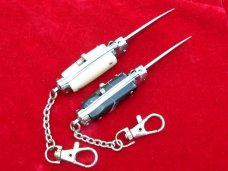 3-3/4" Italian wasp body Stiletto keychain knife set Ivory &Horn II