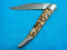 VINTAGE FANCY HANDLE HAMMER BRAND USA FOLDING POCKET TOOTHPICK TICKLER FISH KNIFE KNIVES OLD