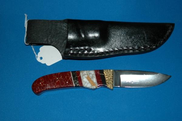 Brian Yellowhorse Exotic Stone Fixed Blade - Schrade#2 - 06/10