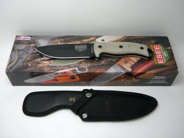 ESEE Knives USA 5KP-KO-E Model 5 Micarta Fixed Blade Sheath Knife in Box ESEE Knives USA 5KP-KO-E Model 5 Micarta Fixed Blade Sheath Knife in Box