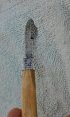 Miller Bros. Cutlery Meriden CT. 1870 Bone Handle Ink Eraser 5 5/8 Parchment Vellum