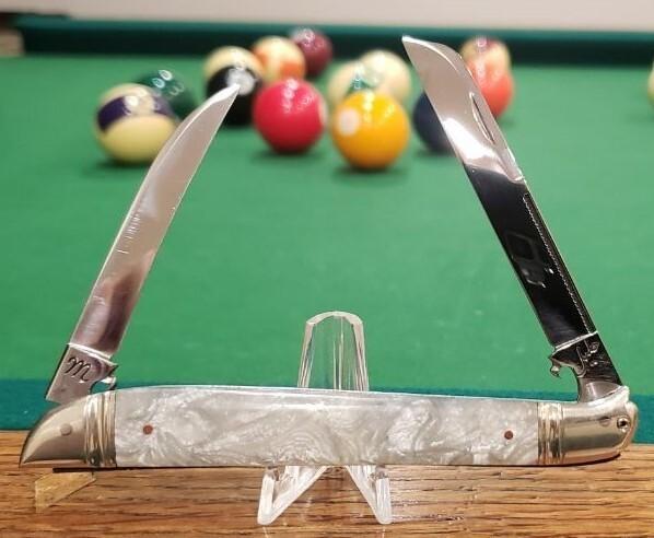 4 3/4" Custom Made Bird's Head Bolsters Half Congress, imitation Pearl Handles