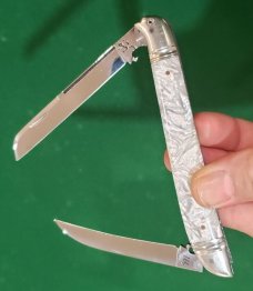 4 3/4" Custom Made Bird's Head Bolsters Half Congress, imitation Pearl Handles