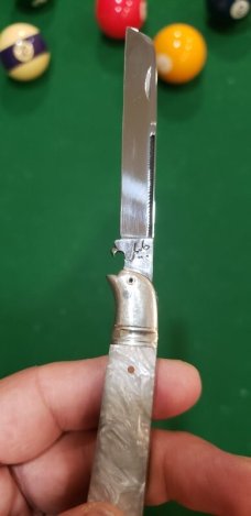 4 3/4" Custom Made Bird's Head Bolsters Half Congress, imitation Pearl Handles