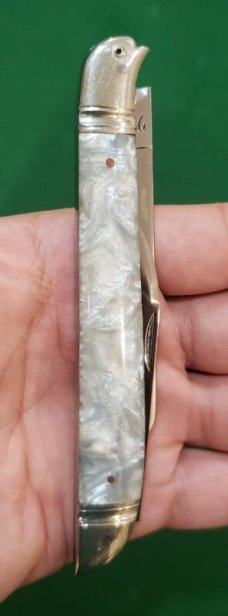 4 3/4" Custom Made Bird's Head Bolsters Half Congress, imitation Pearl Handles