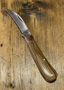 A Wright & Son, Peach Pruning (Swayback) Knife with Whisky Barrel Oak scales, Wharncliffe blade