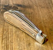 A Wright & Son, Peach Pruning (Swayback) Knife with Whisky Barrel Oak scales, Wharncliffe blade