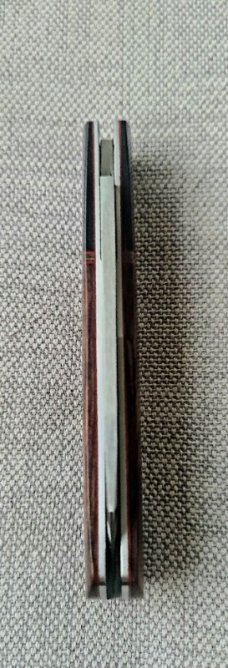 Willem Steenkamp Native..4".M390..Ironwood scales....G10 Bolsters..Kevlar spacer...slip.pouch.coa