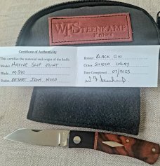 Willem Steenkamp Native..4".M390..Ironwood scales....G10 Bolsters..Kevlar spacer...slip.pouch.coa