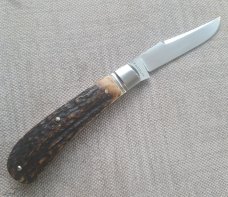 Pablo Castellani Trap..14C28N stainless steel..Stag scales...3 5/8" cld...coa.pouch