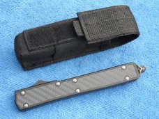 New 10.5" Dagger Blade OTF Black handle with carbon fiber insert II
