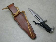 Miniature Rambo III Surgical Steel Japan Wood Fixed Blade Sheath Knife