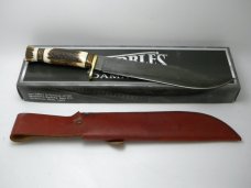 Marbles Stag/Stag PDMA-514 Damascus Bowie Fixed Blade Sheath Knife in Box