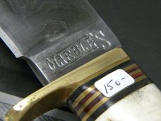 Marbles Stag/Stag PDMA-514 Damascus Bowie Fixed Blade Sheath Knife in Box