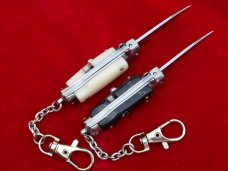  3-3/4" Italian wasp body Stiletto keychain knife set Ivory &Horn III