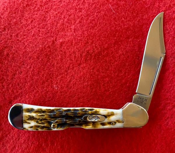  Case XX™ Jigged Amber Bone Mini Copperlock Stainless Pocket Knife