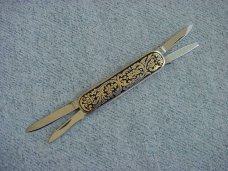 Vintage B&L Ekilstuna, Fancy Gold & Black Embossed Lobster Pattern Pocket Knife