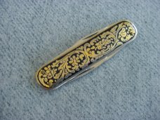 Vintage B&L Ekilstuna, Fancy Gold & Black Embossed Lobster Pattern Pocket Knife