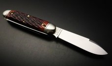 Great Eastern Cutlery #35 Beer & Sausage Bar Tool Knife Autumn Leaf Jigged Bone w/Leather Slip GEC