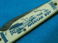 VINTAGE IMPERIAL AMERICAN BOY EASY OPEN JACK FOLDING POCKET KNIFE KNIVES OLD AD MILITARY AIRPLANE