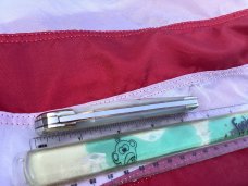 Vintage Bulldog Brand HAND MADE 1 Blade Calf Roper Lock Blade Hunter w Fiery Mother of Pearl Handles